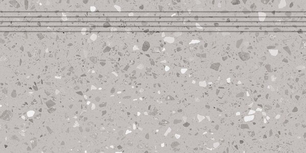 Csempe lépcsőlap Rako Porfido Terrazzo szürke 30x60 cm matt/fényes DCPSE811.1