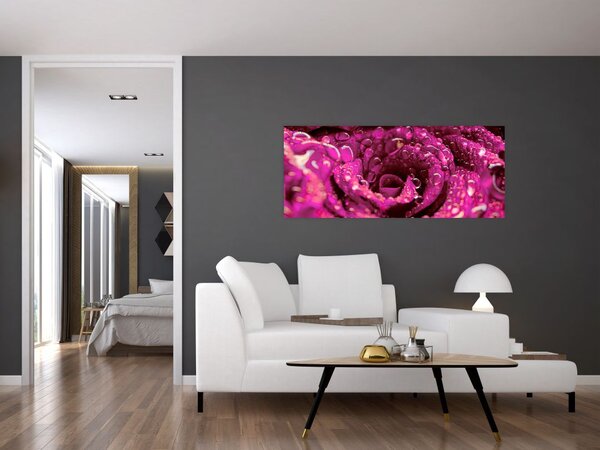 Rózsaszín rózsa virágzata képe (120x50 cm)