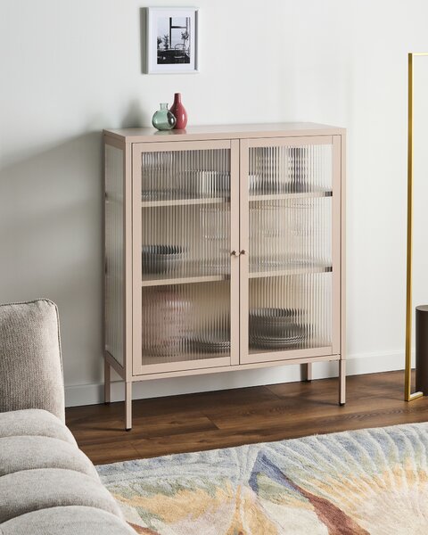 Vitrin LERRYN Fém 90 cm Bézs