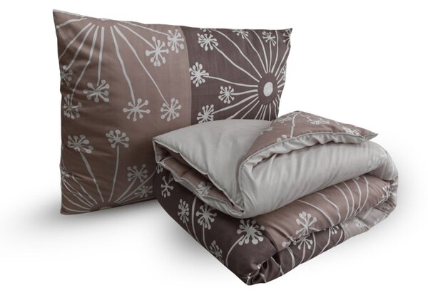 Készlet: egész évben használható takaró 140x200 cm üreges szálból párnával 70x90 cm POLARIA, barna