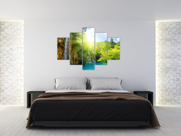 Kép - vízesések az erdőben (150x105 cm)