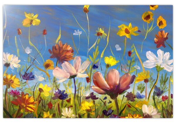 Festett kép egy virágzó rét (90x60 cm)