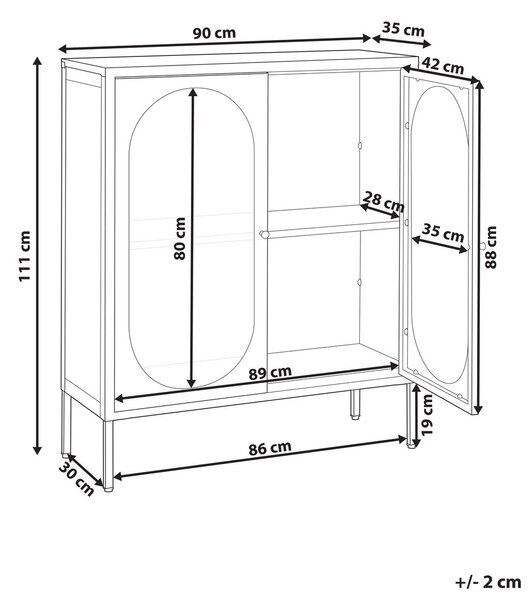 Vitrin SARRE Fém 90 cm Aranybarna