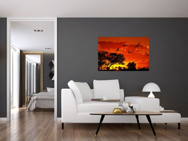 Madarak képe naplementekor (90x60 cm)