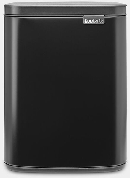 Brabantia Bo Waste Bin hulladékgyűjtő felnyitható, Soft-Close fedéllel, fali/álló, műanyag tartály, 7L - B méret, acél, matt fekete - 222900