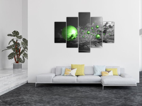 Zöld absztrakt gömbök képe (150x105 cm)