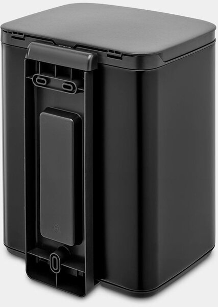 Brabantia Bo Waste Bin hulladékgyűjtő felnyitható, Soft-Close fedéllel, fali/álló, műanyag tartály, 7L - B méret, acél, matt fekete - 222900
