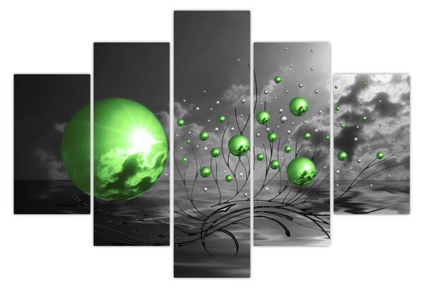 Zöld absztrakt gömbök képe (150x105 cm)