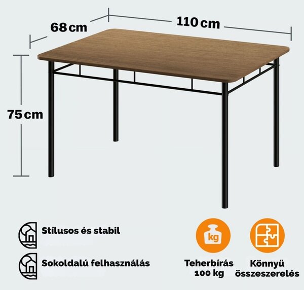 LEO étkezőgarnitúra, 5 részes, fekete/barna Casaria