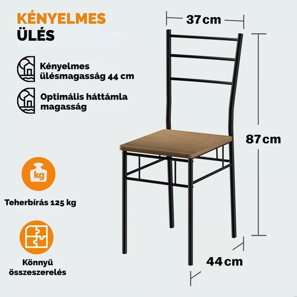 LEO étkezőgarnitúra, 5 részes, fekete/barna Casaria