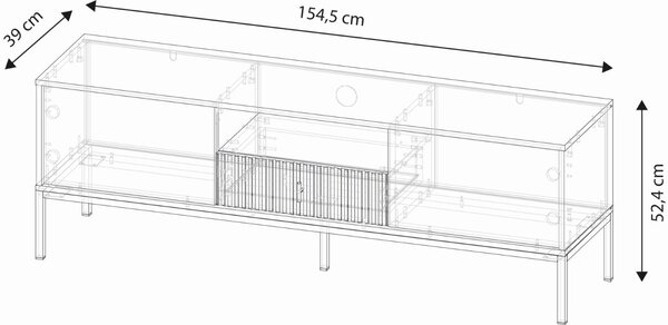 Komód 2 ajtóval és 1 fiókkal, kasmír színben, arany fogantyúkkal MAGGIORE