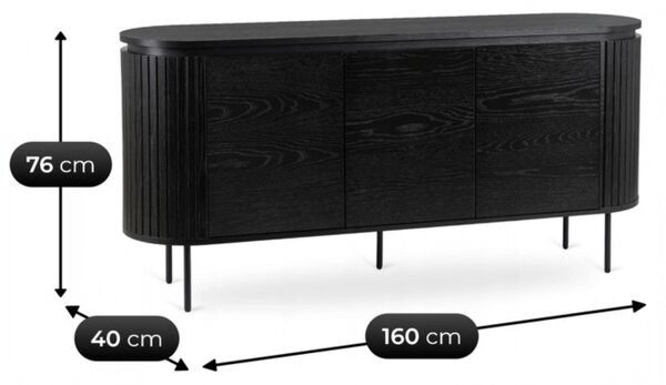 Komód 160 cm, fekete színben BECK