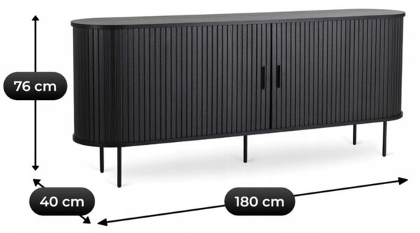 Komód 180 cm, fekete színben TRISH
