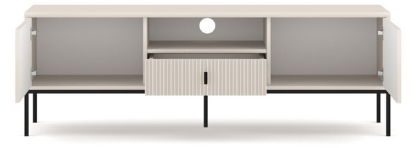 Komód 2 ajtóval és 1 fiókkal, kasmír színben, fekete elemekkel és fekete fogantyúkkal MAGGIORE