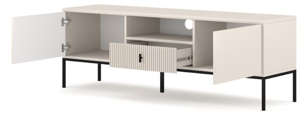 Komód 2 ajtóval és 1 fiókkal, kasmír színben, fekete elemekkel és fekete fogantyúkkal MAGGIORE