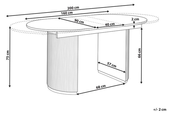 Kihúzható étkezőasztal DULVERTON Fehér 160/200 cm 90 cm