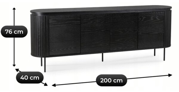 Komód 200 cm, fekete színben BECK