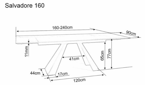 Salvadore bővíthető étkezőasztal márványhatású asztallappal 160-240cm