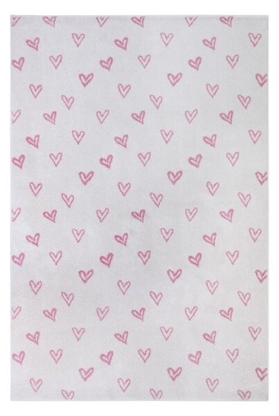 Fehér-rózsaszín gyerek szőnyeg 160x235 cm Hearts – Hanse Home