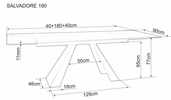 Salvadore bővíthető étkezőasztal kerámia antracit 180-260 cm