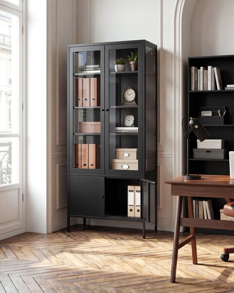 Üveges vitrin OXTED 80 cm Fém Fekete