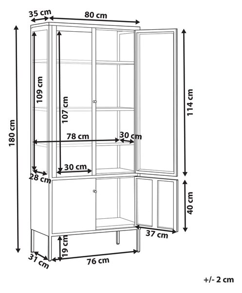 Üveges vitrin OXTED 80 cm Fém Fekete