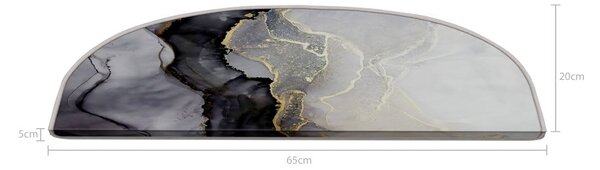 Fekete-fehér lépcsőszőnyeg szett 16 db-os 20x65 cm Golden Marble – Vitaus