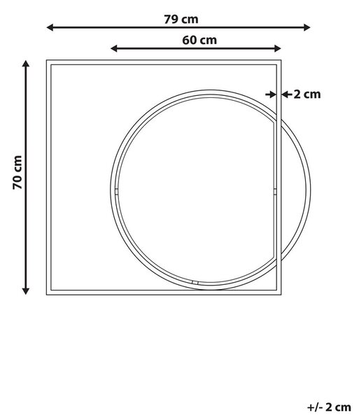 Falitükör AUXY 78 cm 70 cm Fém Fekete