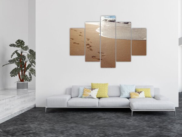Kép - nyomok a homokban és a tenger (150x105 cm)
