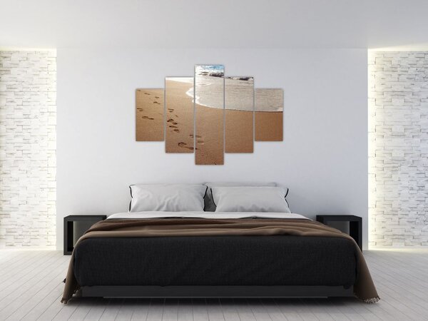 Kép - nyomok a homokban és a tenger (150x105 cm)
