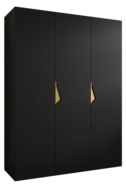 Gardróbszekrény Hartford 619, Laminált forgácslap, 202x150x52cm, Aranysárga, Fekete