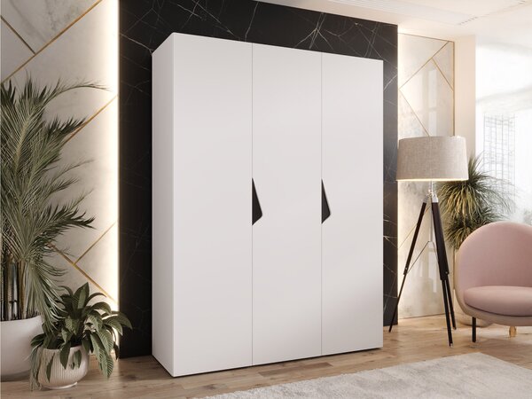 Gardróbszekrény Hartford 619, Laminált forgácslap, 202x150x52cm, Fehér, Fekete