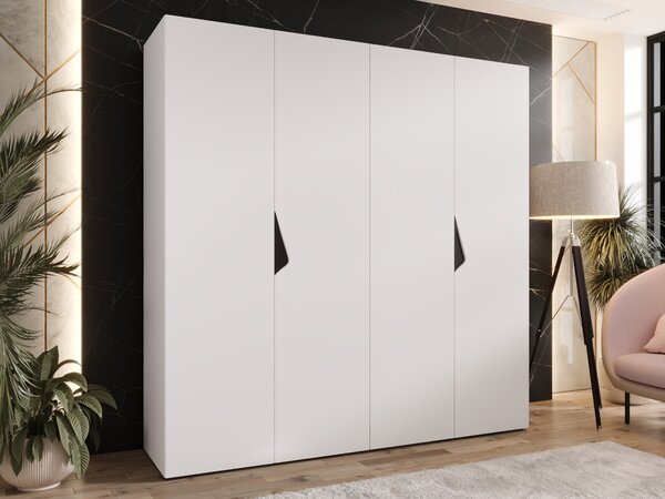 Gardróbszekrény Hartford 620, Laminált forgácslap, 202x200x52cm, Fehér, Fekete