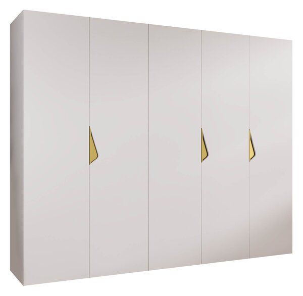 Gardróbszekrény Hartford 621, Laminált forgácslap, 202x250x52cm, Fehér, Aranysárga