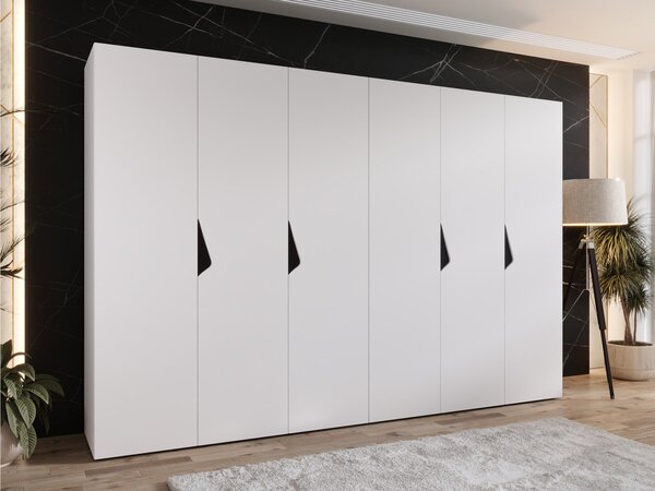 Gardróbszekrény Hartford 622, Laminált forgácslap, 202x300x52cm, Fehér, Fekete