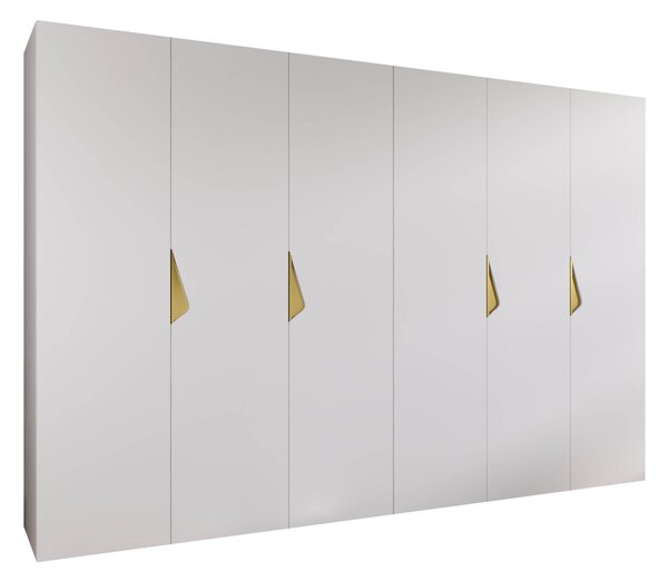 Gardróbszekrény Hartford 622, Laminált forgácslap, 202x300x52cm, Fehér, Aranysárga