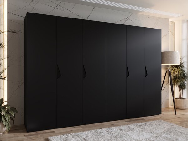 Gardróbszekrény Hartford 622, Laminált forgácslap, 202x300x52cm, Fekete
