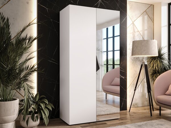 Gardróbszekrény Hartford 623, Laminált forgácslap, 202x100x52cm, Fehér, Fekete