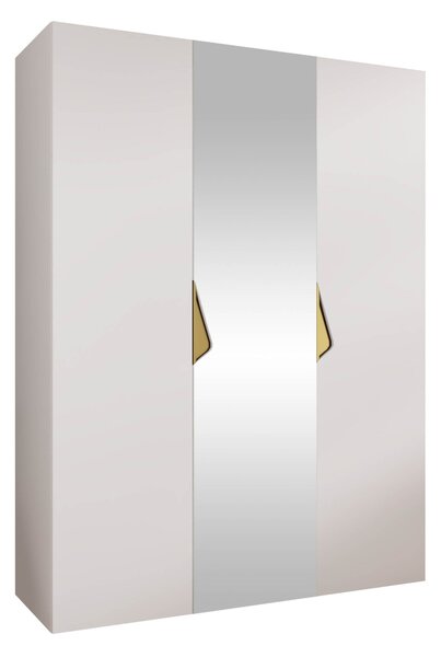 Gardróbszekrény Hartford 624, Laminált forgácslap, 202x150x52cm, Fehér, Aranysárga