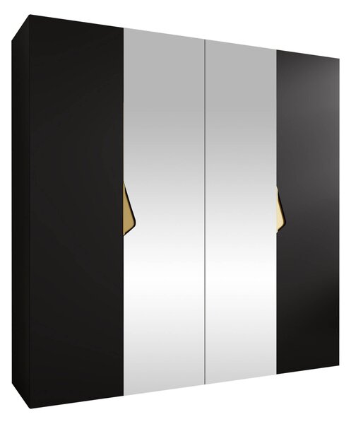 Gardróbszekrény Hartford 625, Laminált forgácslap, 202x200x52cm, Fekete, Aranysárga