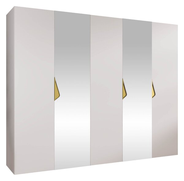 Gardróbszekrény Hartford 626, Laminált forgácslap, 202x250x52cm, Fehér, Aranysárga