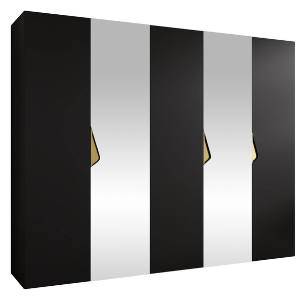 Gardróbszekrény Hartford 626, Laminált forgácslap, 202x250x52cm, Aranysárga, Fekete