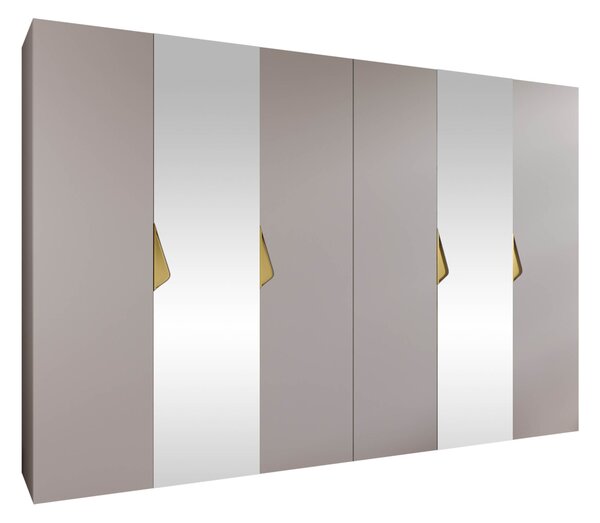 Gardróbszekrény Hartford 627, Laminált forgácslap, 202x300x52cm, Aranysárga, Kasmír