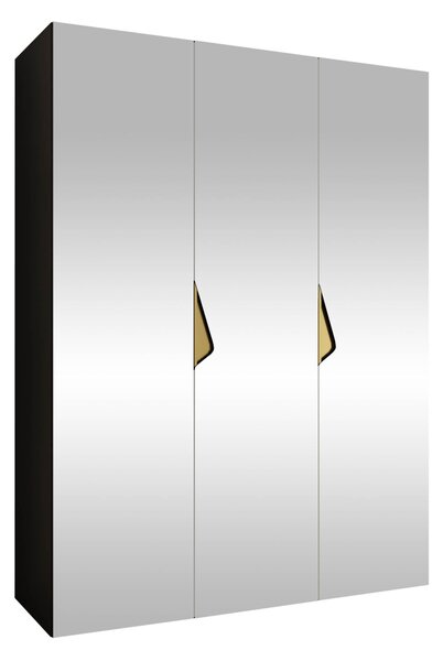 Gardróbszekrény Hartford 629, Laminált forgácslap, 202x150x52cm, Aranysárga, Fekete