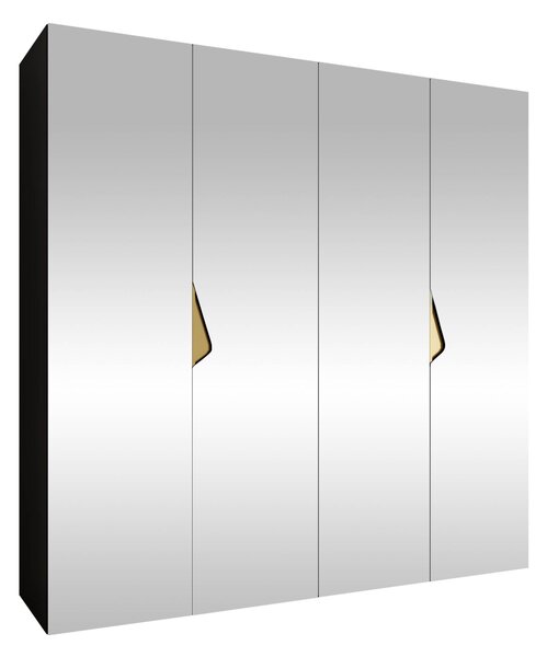 Gardróbszekrény Hartford 630, Laminált forgácslap, 202x200x52cm, Fekete, Aranysárga