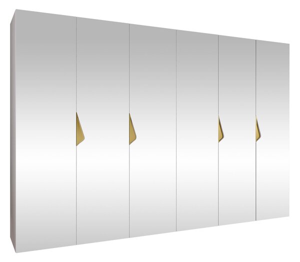 Gardróbszekrény Hartford 632, Laminált forgácslap, 202x300x52cm, Fehér, Aranysárga
