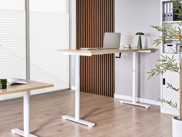 Manuálisan állítható asztal DESTINAS Világosbarna/fehér 160 cm 72 cm