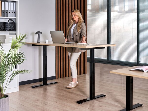 Elektromosan állítható asztal DESTINES Fekete/világosbarna 180 cm 72 cm