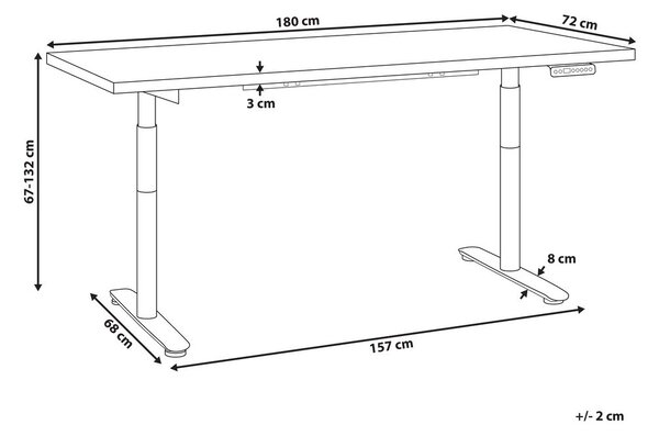 Elektromosan állítható asztal DESTINAS Világosbarna/fehér 180 cm 72 cm