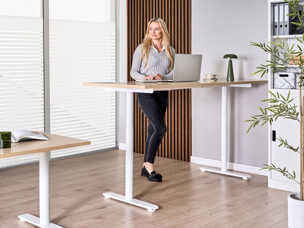 Elektromosan állítható asztal DESTINAS Világosbarna/fehér 180 cm 72 cm
